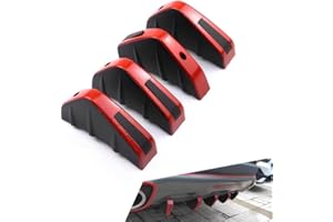 getfay 4 PCS Car Rear Spoiler Decoration Protector, 4.92" x 2.55" PP Lower Bumper Chassis Punching Installation Anti-Collision Rear Lip, Modification Repair Replacement Parts, for Cars (Red & Black)