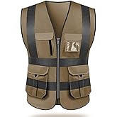 High visibility reflective safety vest multi pockets Hi-vis vest workwear safety waistcoat with reflective strips