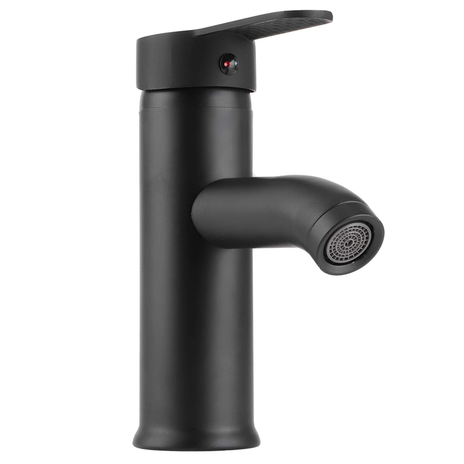 Bathroom Faucet Stainless Steel Bathroom Basin Faucet Sink Washbasin Hot Cold Water Mixer Tap Black Bathroom Sink Faucet Deck Mount Lavatory Mixer Tap(Low Type)