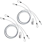 S SYDIEN Cable Lock Double Loops 6.6Ft Long Silver Security Cables with Lock, Bike Locks Cables 2.5mm Braided Steel Coated Safety Cable Wire for Luggage,Outdoor, Clothesline (2 Pack)