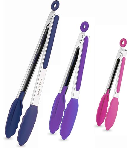 Pinzas De Cocina Con Punta De Silicón - Acero Inoxidable Resistente Al Calor 230 C Ideal Para Asar Servir Y Cocinar Sin Rayar Tus Utensilios Diseno Ergonomico Con Anillo De Cierre Practico