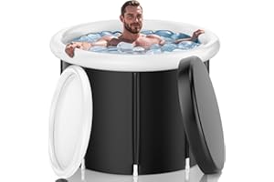 Hlonly 110 Gal Ice Bath Tub for Athletes - Insulated Cold Plunge Tub with Cover, XL Portable Foldable Ice Pod for Home, Gym & Outdoor Recovery, Cold Therapy Tub, Black