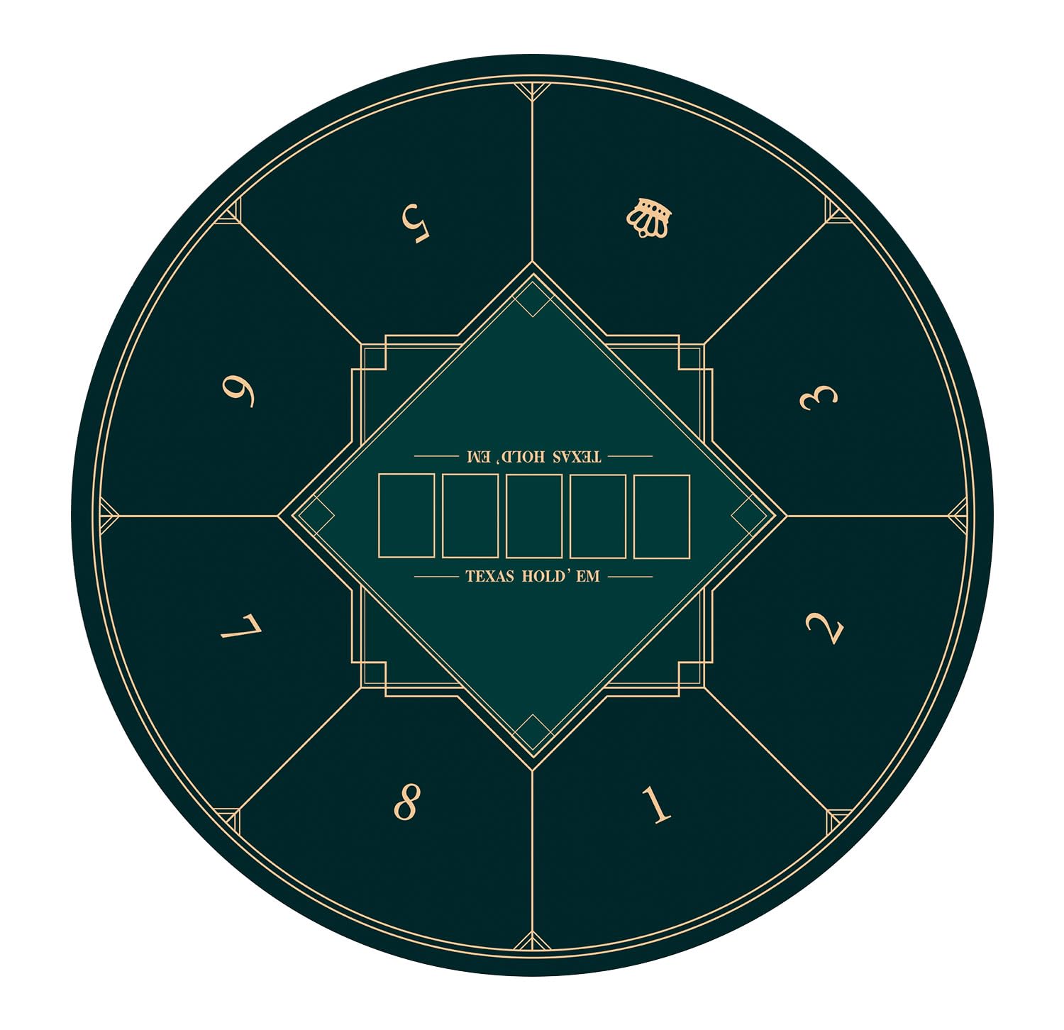 LaiEr Round Poker Mat, 24/31/39/47/55/63 inch 6-10 Person Texas Poker Rubber Mat, Foldable Tabletop, Portable Poker Tabletop, Suitable for Poker Games, Blackjack, Casino Layout.