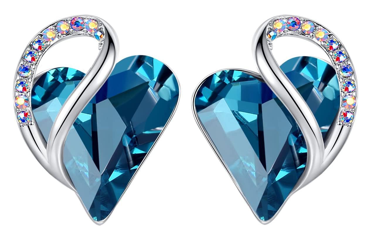 Leafael Mother's Day Earrings for Women, Infinity Love Birthstone Heart Crystal Studs, Allergy-Free Jewelry for Wife Mom Her, Silver-Tone, Gift Box Included — image 1