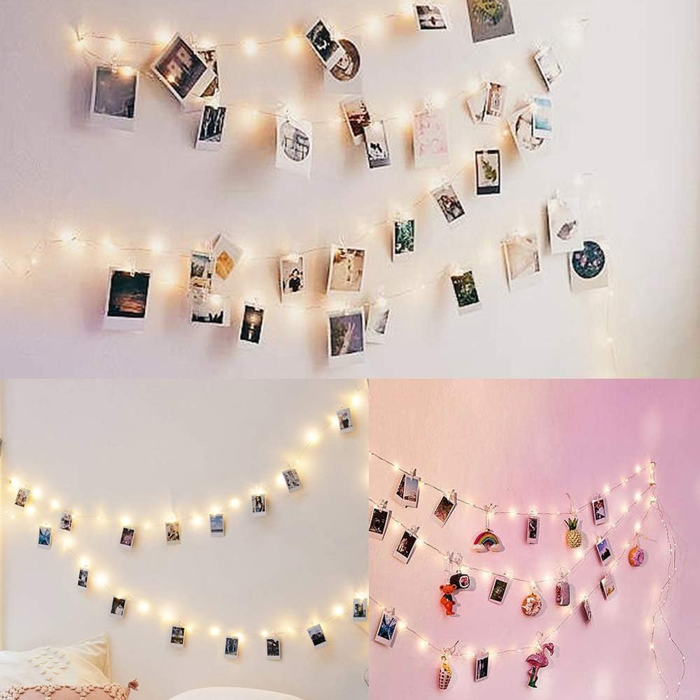 LIDORE 40 LED Photo Clip String Lights USB Powered Fairy Lights for Hanging Pictures Cards Mini Polaroid Photos (40Counts)
