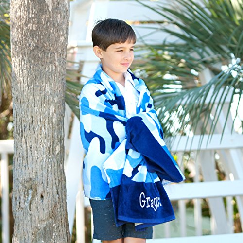 VIV & LOU High Fashion Print Beach Towel can be Personalized or Monogrammed (Personalized Cool Camo)