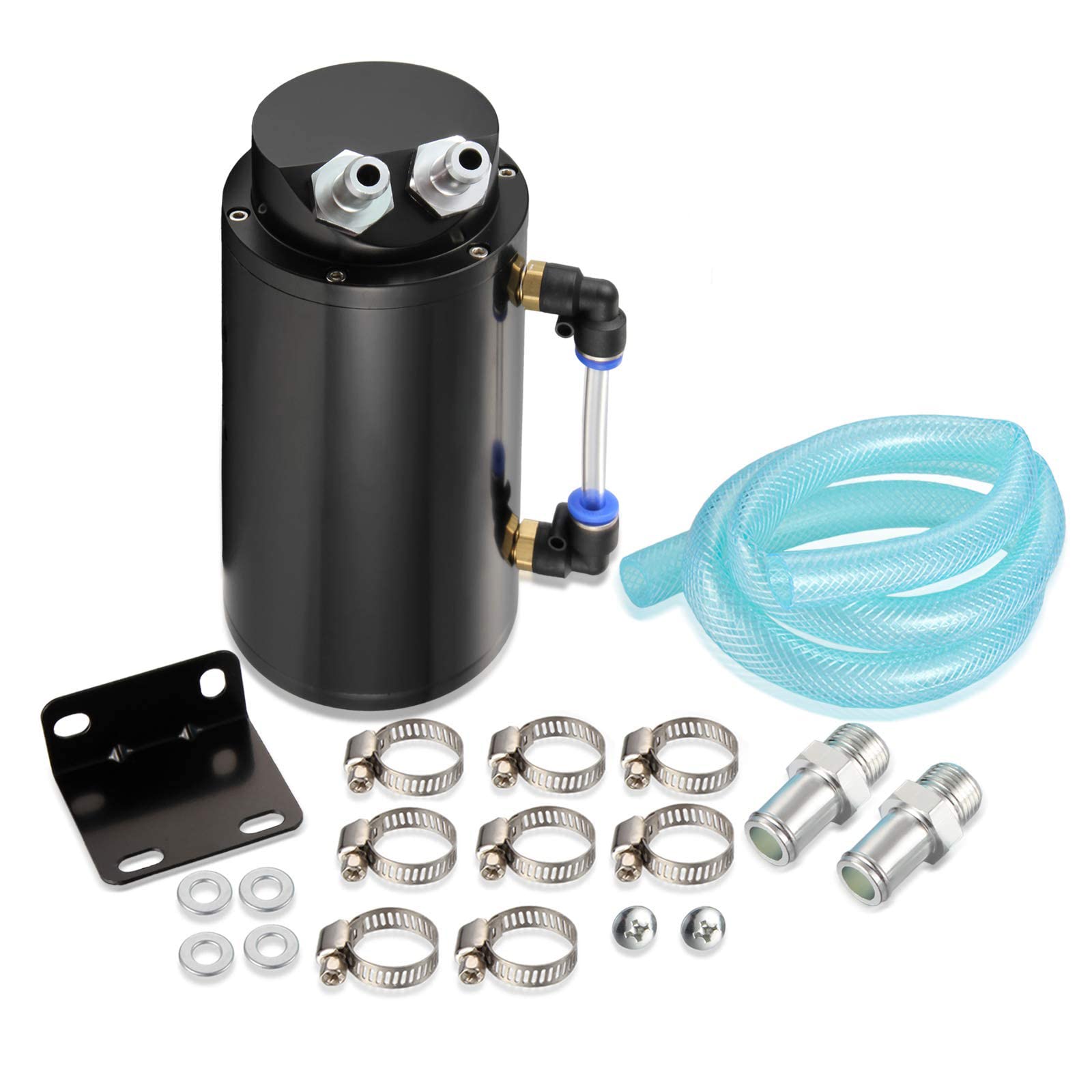 Madlife Garage Universal Billet Round Alloy Oil Resevoir Catch Tank Can Kit 9/15mm Fittings (750ml)