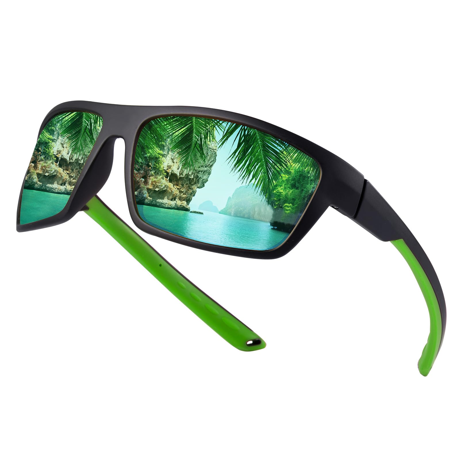 SKYWAY Polarized Sport Sunglasses for Women Men Wrap Around Baseball Softball Cycling Runing Glasses UV400 Protection,Green Sun Glasses