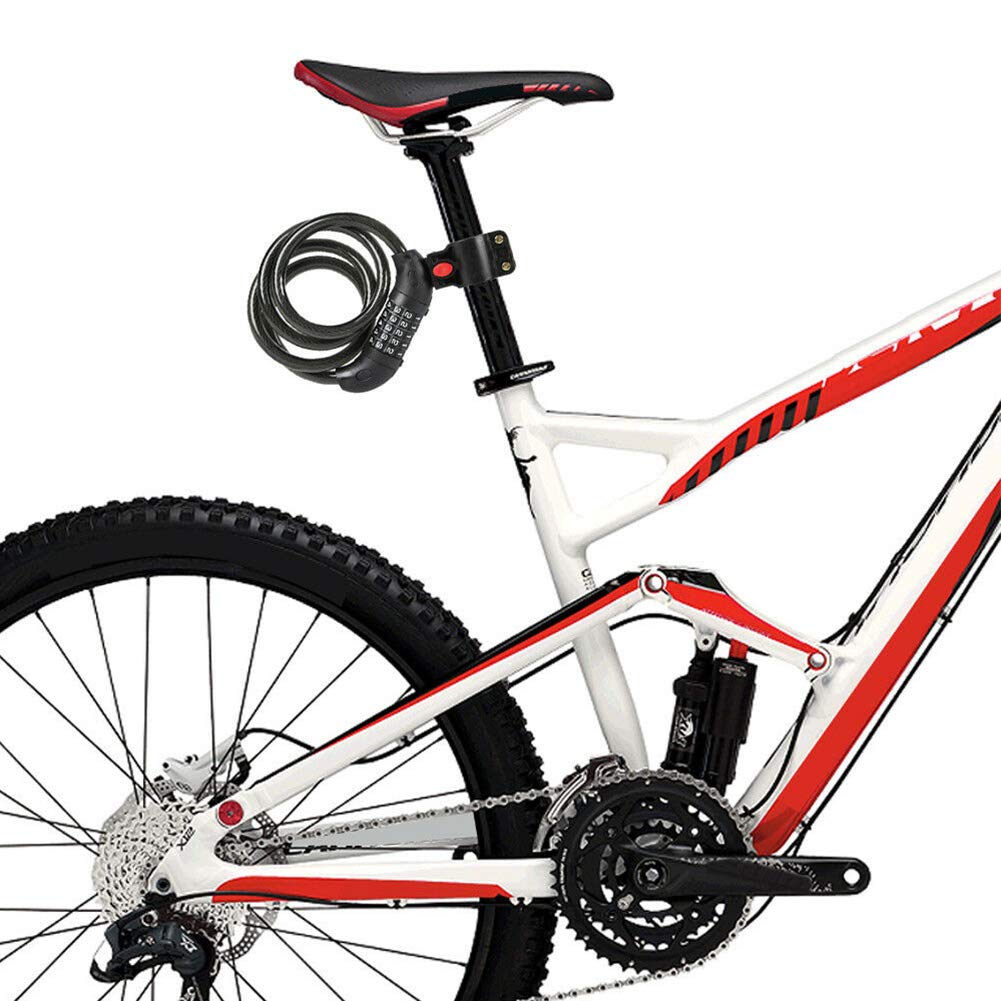 WISE TIGER WT-HM1303 Anti-Theft Bike Cable Lock, Self Coiling Resettable Combination 5-Digit Bicycle Locks High Security for Outdoor, Come with Complimentary Mounting Bracket,