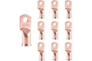 RIOCAN 10pcs 2/0 AWG-5/16”(M8) Ring Terminals 00 Gauge Copper Wire Lugs Battery Cable Ends Heavy Duty Battery Cable Terminal Connectors