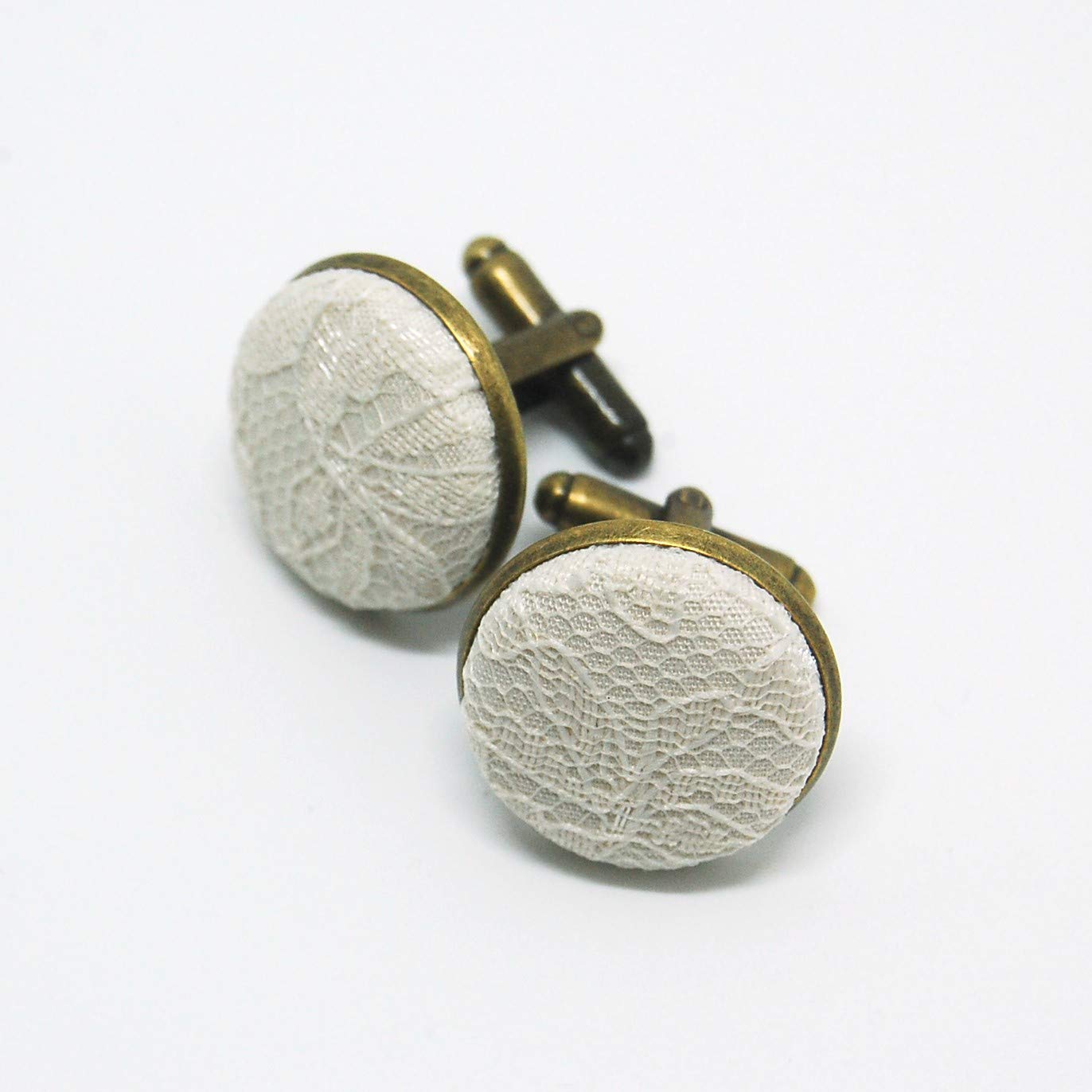 Classic Ivory Lace Fabric Cuff Links, Men�s