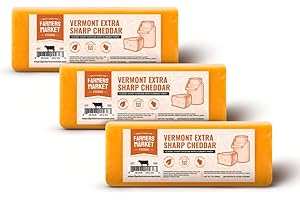 DELI DIRECT Farmers Market, Gluten Free, Keto, Paleo, Low Sodium, Zero Sugar, Wisconsin Cheese Gift Sets, 3-Pack, Vermont Extra Sharp Cheddar