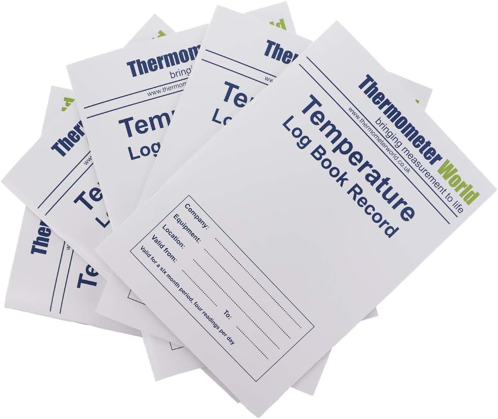 Pack of 5 X Temperature Log Books 6 Months Records - Monitor Fridge Freezer Log Book Temperature Food Safety and Hygiene