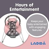 LADIDA Baby Bouncer with Music and Vibration Plum Blossom Design 0-6 Months view 6
