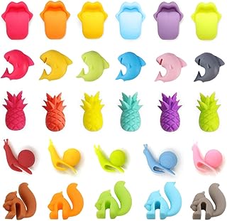 Zasiene Markierung Gläser 28 Stück Markierung für Gläser Glas Markierung Teebeutel Halter Silikon Getränkemarker Trinkglas Markierung Getränkemarker Teebeutelhalter Glasmarkierung für Party Weinglas