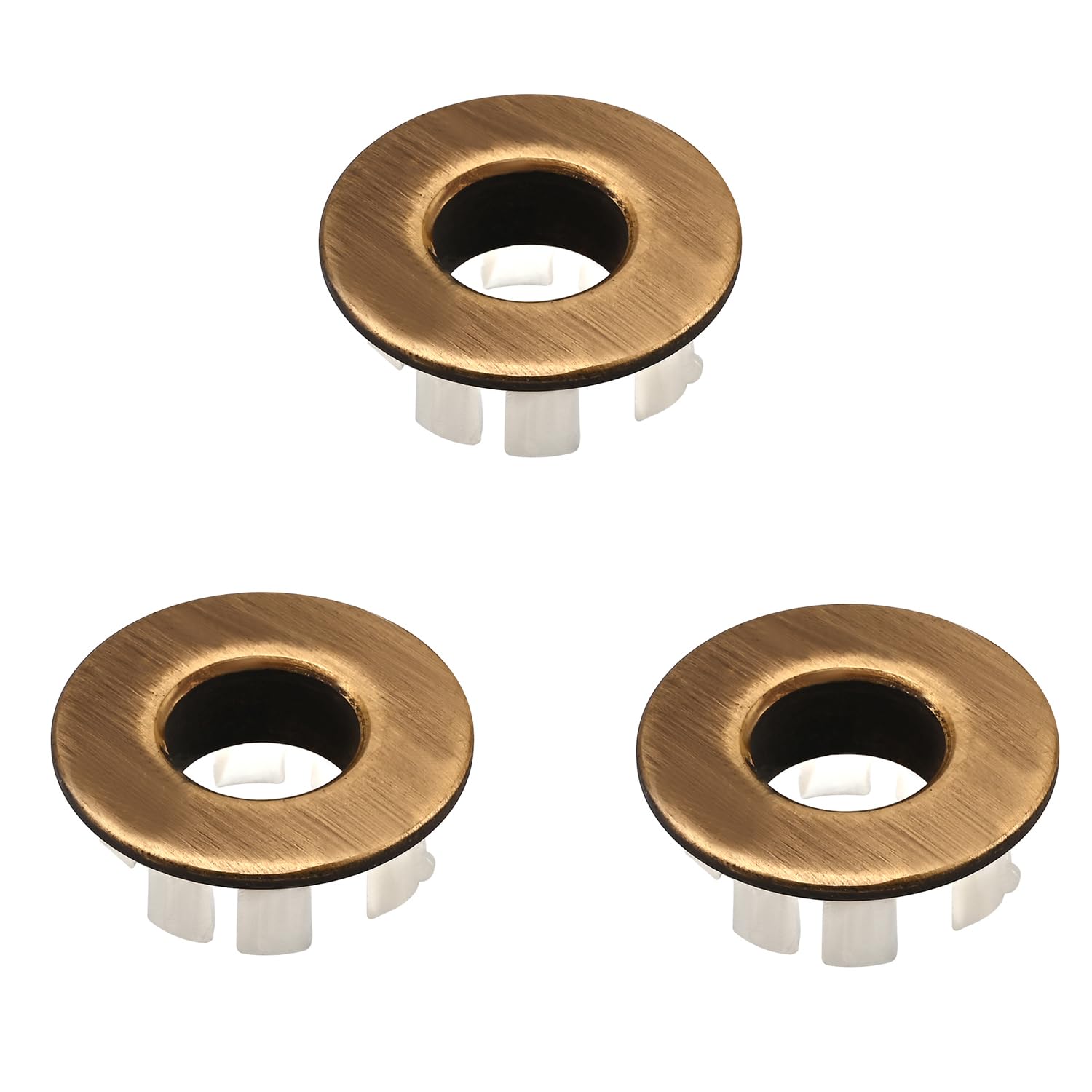 MroMax 3Pcs Round Copper Kitchen Sink Overflow Covers, Antique Color