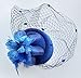 Coolwife Fascinator Hats Pillbox Hat British Bowler Hat Flower Veil Wedding Hat Tea Party Hat (B Royal Blue)