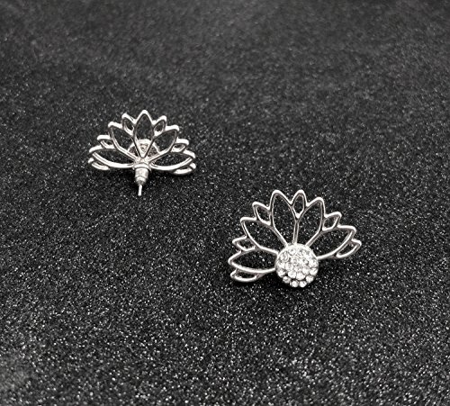 Suyi Fashion Hollow Lotus Flower Earrings Crystal Simple Chic Stud Earrings Set AGS