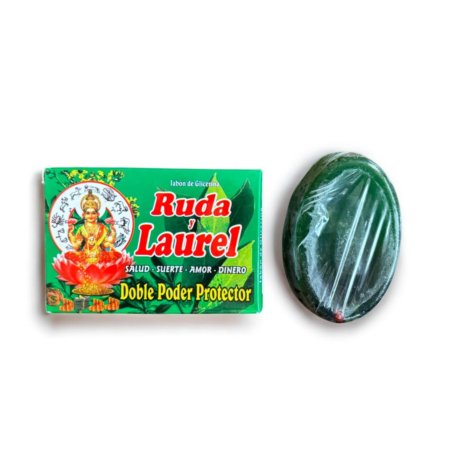 Photo 1 of Rue Soap Bar infused with bayleaf, Jabon de ruda y laurel, for wealth, Good luck, love, money and happiness, Spiritual Bath bar soap