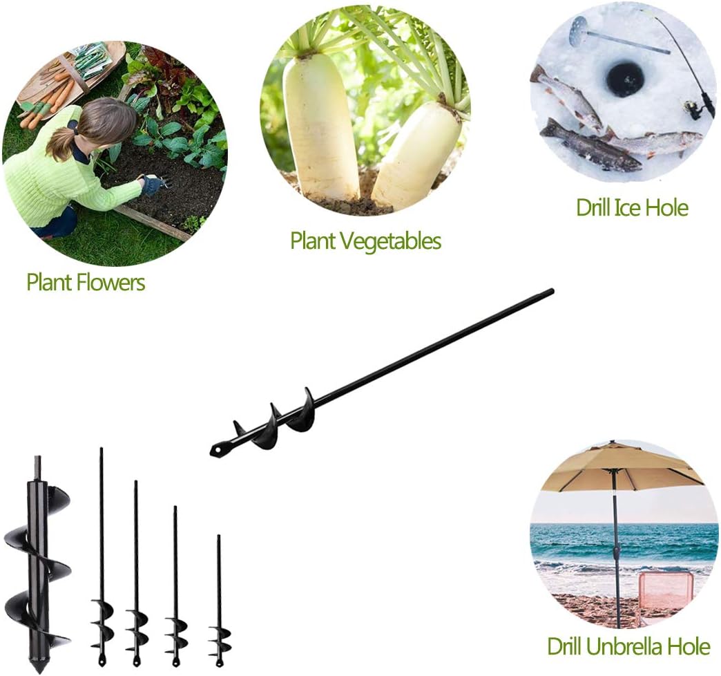 Zantle Garden Auger Drill Bit Garden Auger Spiral Drill Bit 1.6" x 9" Rapid Planter for 3/8”,Hex Drive Drill - for Tulips, Iris, Bedding Plants and Digging Weeds Roots (1.6" x 9"Black)