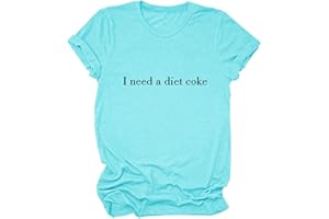 GAQEUWR Women Summer Tops, I Need A Diet Coke Shirt, Crew Neck Short Sleeve Blouse Funny Letter Print Shirts Tees