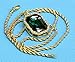 Mens 14k Gold Plated Green Ruby Octagon Hip Hop Pendant with 3mm 24
