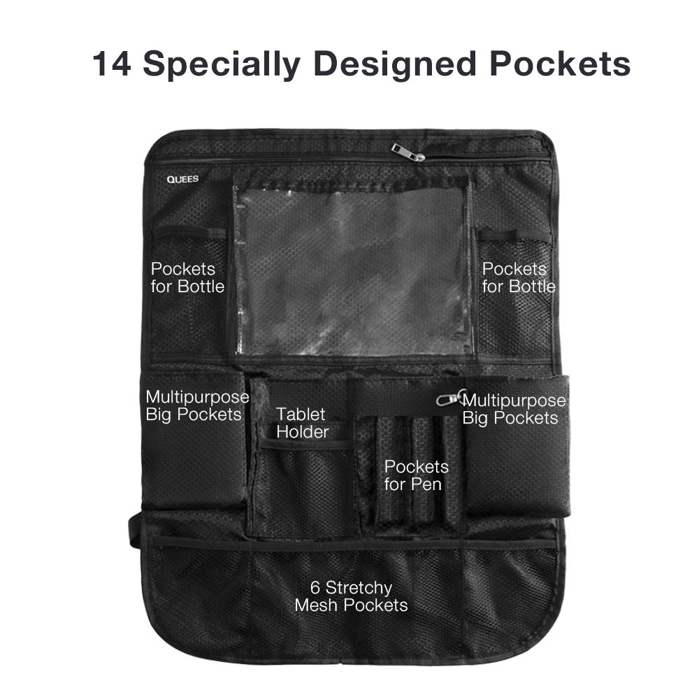 QUEES Backseat Car Organizer Seat Back Storage with Clear 10\