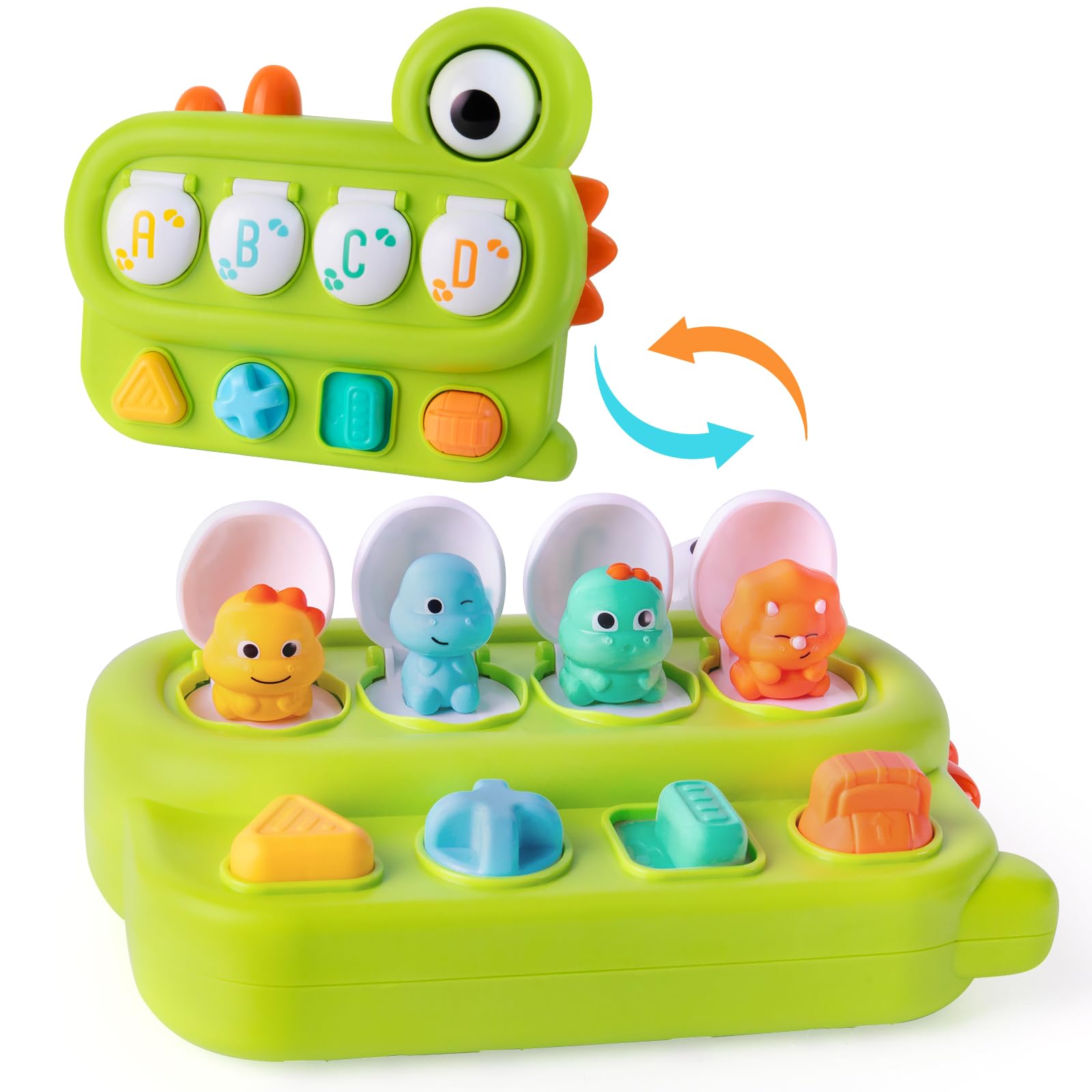 Cause and Effect Pop Up Dinosaur Baby Toy 6-12 Months, Sensory Early Learning Fine Motor Skills Toy for Toddler Boy Girl 9 11 Months