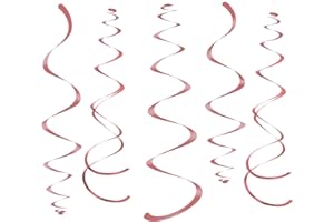 WEVEN Rose Gold Party Hanging Swirl Decorations Sparkly Foil Streamer for Ceiling, Pack of 28