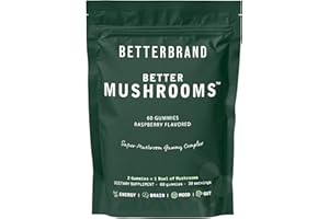 Betterbrand BetterMushrooms Mushroom Gummies to Support Gut Health, Metabolism, Energy, Focus - Lion's Mane, Cordyceps, Chaga & Maitake Mushroom Supplement - Maintains Healthy Immune System