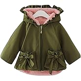 famuka Winter Baby Girl Jackets Thick Fleece Lined Winter Coat Cute Ruffled Outwear