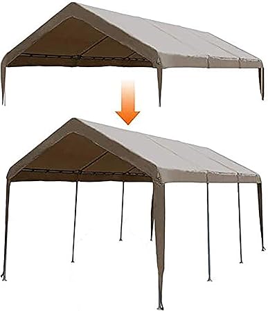 Amazon Com Abba Patio 10 X 20 Feet Carport Replacement Top Canopy Cover For Garage Shelter With Fabric Pole Skirts And Ball Bungees Dark Brown Frame Not Included Garden Outdoor