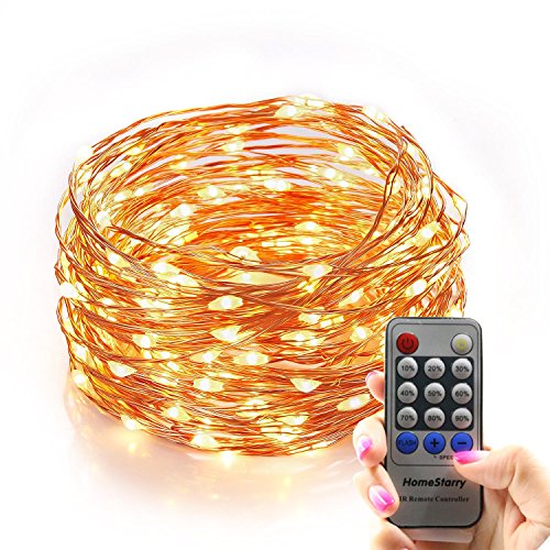 Homestarry® Outdoor String Lights,Dimmable LED Starry String lights Perfect for Bedroom,Garden,Party,Indoor and Outdoor Decorations (100LEDs 33ft,Cooper Wire,WarmWhite ,Remote Control)