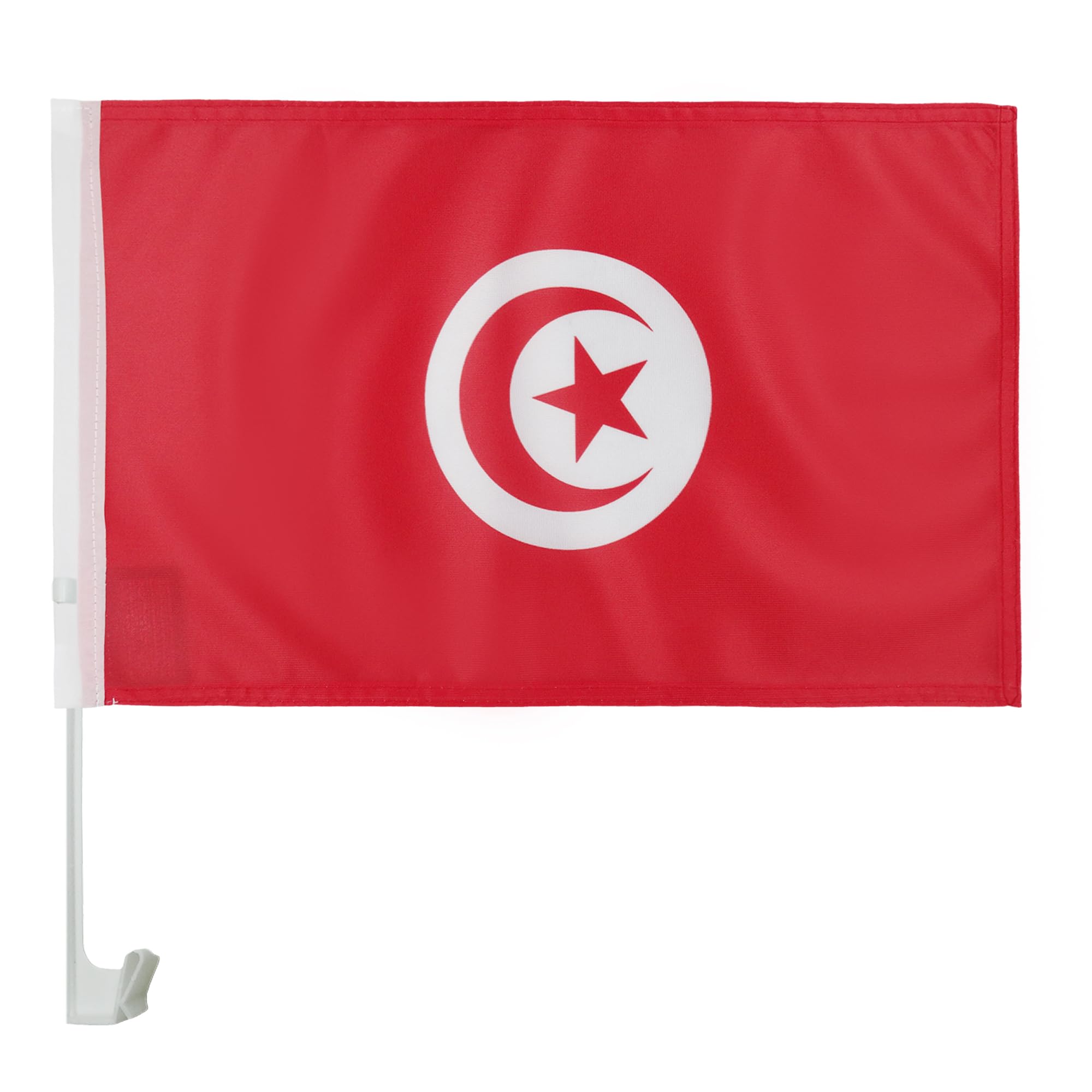 Tunisia Car Flag 18'' x 12'' - Tunisian Car flags 30 x 45cm - Banner 18x12 INCHES PLASTIC STICK - AZ FLAG