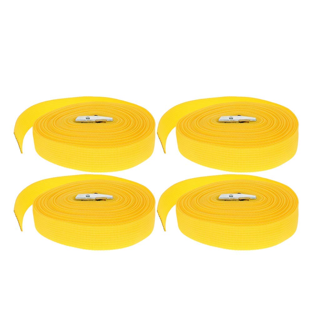 MroMax 8M x 25mm Lashing Strap Cargo Tie Down Straps with Cam Lock Buckle 150Kg Work Load, Yellow 4pcs