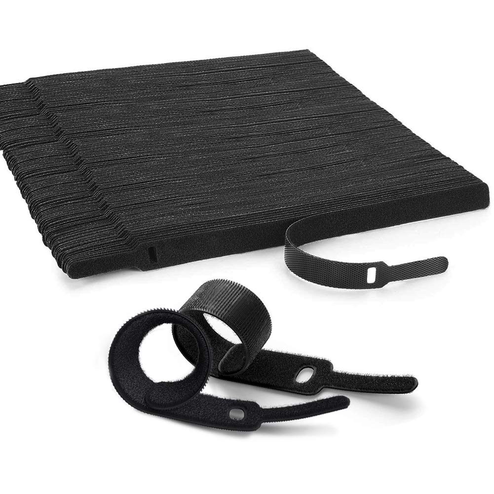 YIXISI 100 PCS Reusable Cable Ties, 6-Inch Multi-Purpose Reusable Hook and Loop Cable Ties, Black