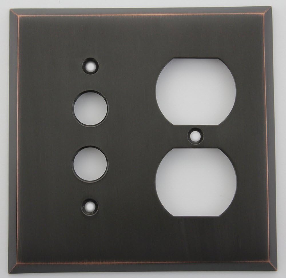 Oil Rubbed Bronze 1 Push Button 1 Duplex Outlet 2 Gang Switch Plate