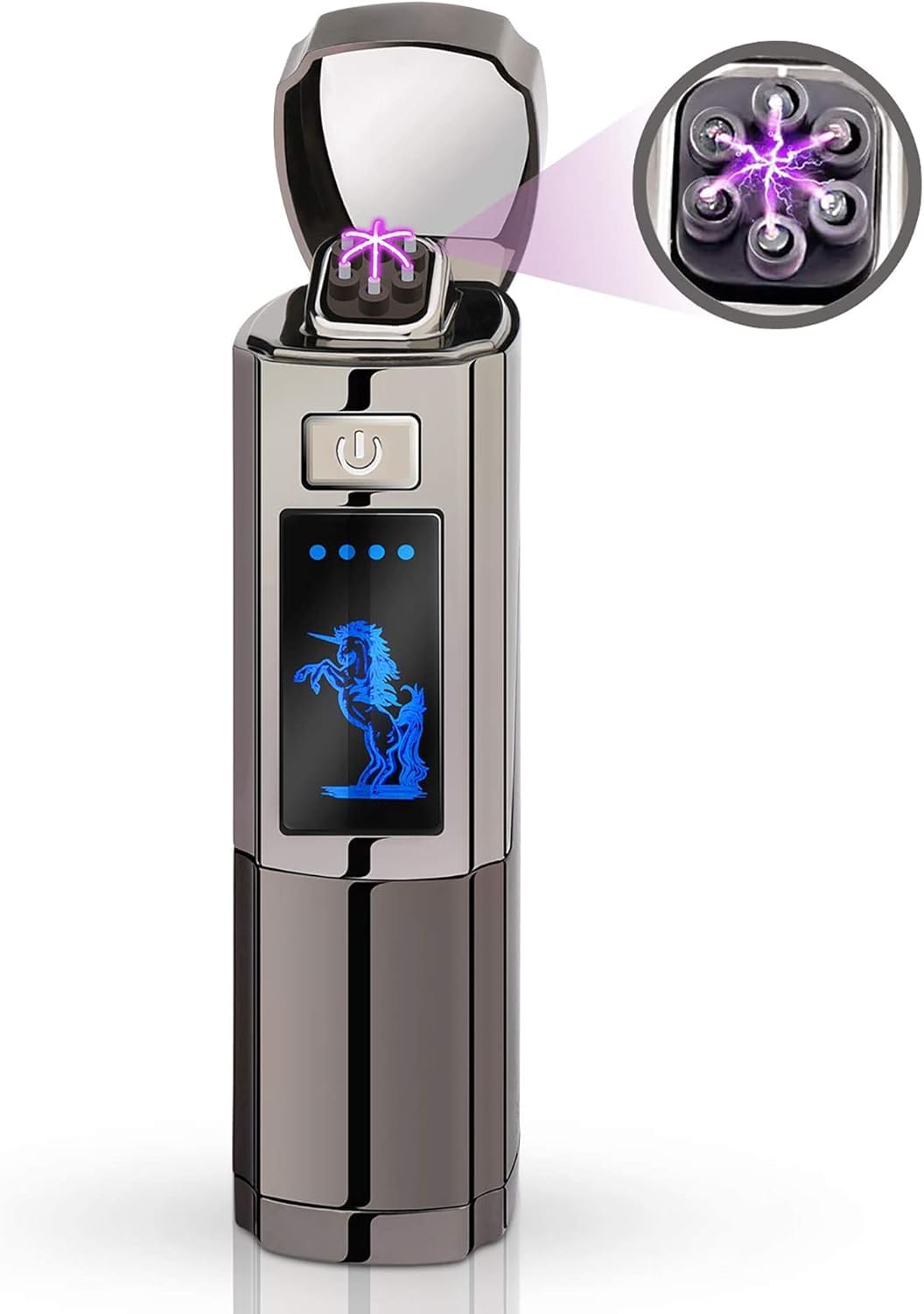 View 1 of Triple Arc Plasma Lighter – Windproof Flameless Electric Lighter Rechargeable with LED Battery Indicator – Survival Lighter for Camping, Hiking, Outdoor Adventures