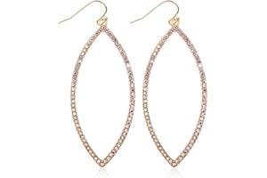 RIAH FASHION Sparkly Rhinestone Lightweight Geometric Hoop Drop Earrings - Teardrop, Pear, Oval, Marquise, Circle, Multi Cubic Crystal, Acrylic Pearl Dangles