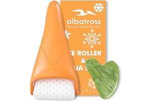 ALBATROSS HEALTH NEW ENGLAND Ice Roller & Gua Sha Set, Skin Care for Face Wrinkles and Puffiness, Self Facial Massage Tools