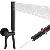 KATAIS Black Shower Wand Brass Handheld Shower 7 Inch High Pressure Hand Held Shower Head High Flow Sprayer, 2 In 1 Function 