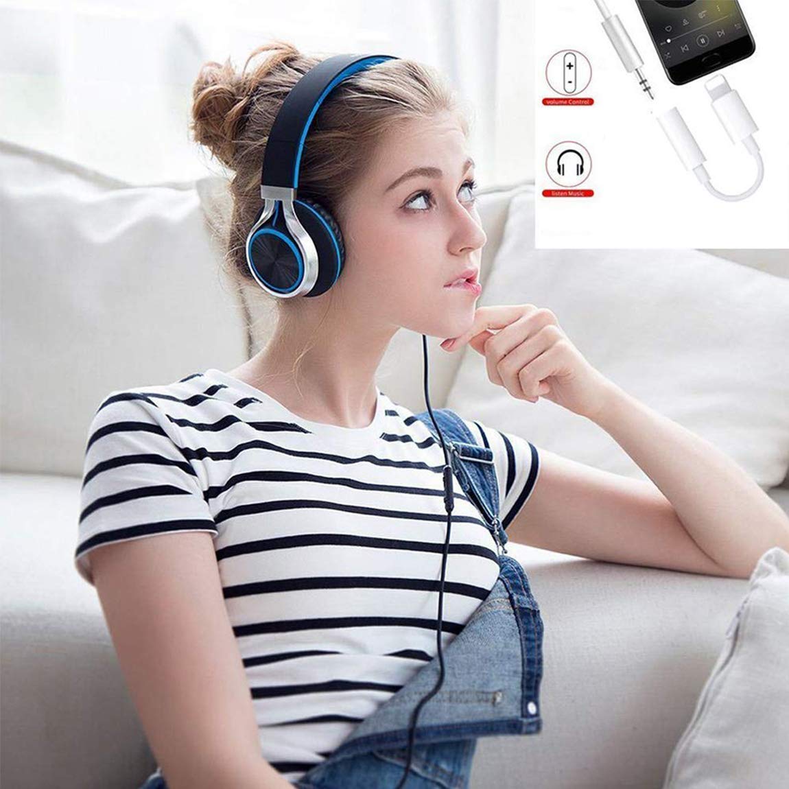 Adaptateur Casque pour iPhone 7 Adaptateur pour écouteurs 3,5 mm pour iPhone 7 7 Plus/8 8 Plus/X XS XR Adaptateur Prise Jack pour Casque Audio Splitter Câble AUX Jack Prise pour iOS 12