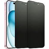 SOOPUR 2 Pack Matte Privacy Screen Protector for iPhone 15 Plus/iPhone 16 Plus 6.7 Inches, Anti-spy Anti-glare Eye Protection Scratch Resistant Tempered Glass Film, Super Smooth & Sensitive Touch