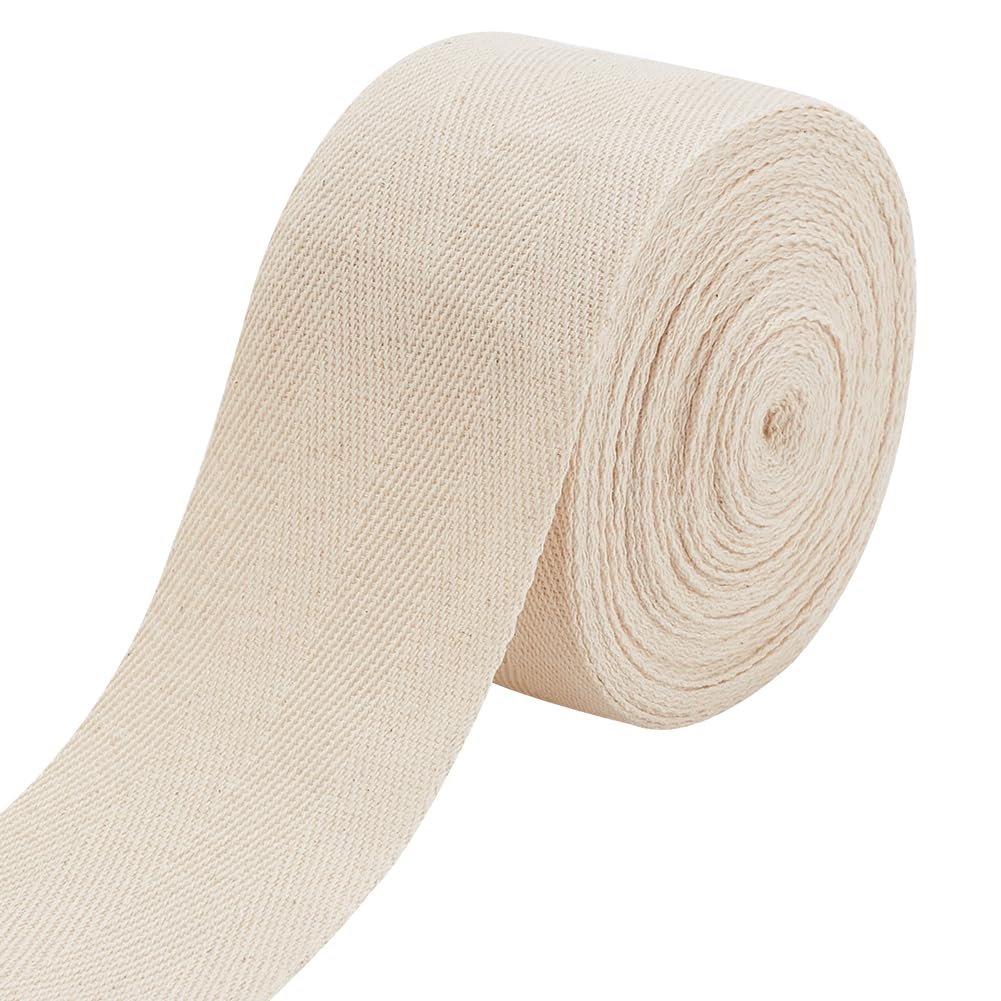 BENECREAT 10m Cotton Twill Tape Ribbon, 60mm White Herringbone Bias Tape, Carpet Edge Strip for Sewing DIY Crafts Cotton Rug Home Decor
