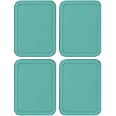 Replacement Lids fits Pyrex 6-Cup Glass Food Storage Container Bowls, (8.75 x 6.75-Inch) Plastic Rectangle Lids Covers for Pyrex 7211-PC, Airtight & Leakproof (4-Pack, Turquoise)