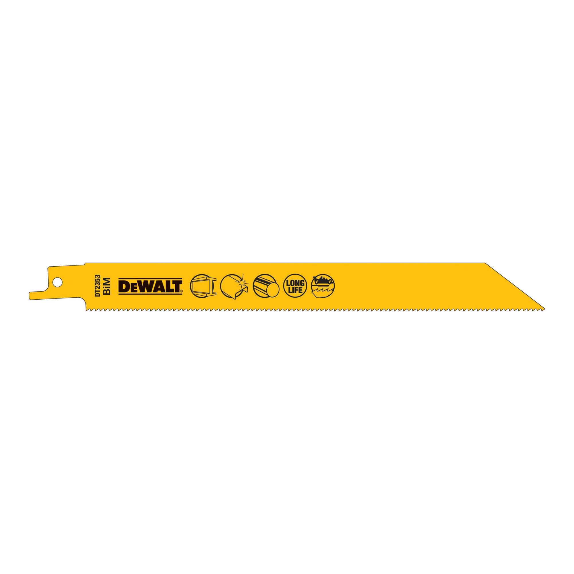 DeWalt DT2353QZ 203mm Reciprocating Blade Bi-Metal Fast Cuts Metals/Sheet Metals