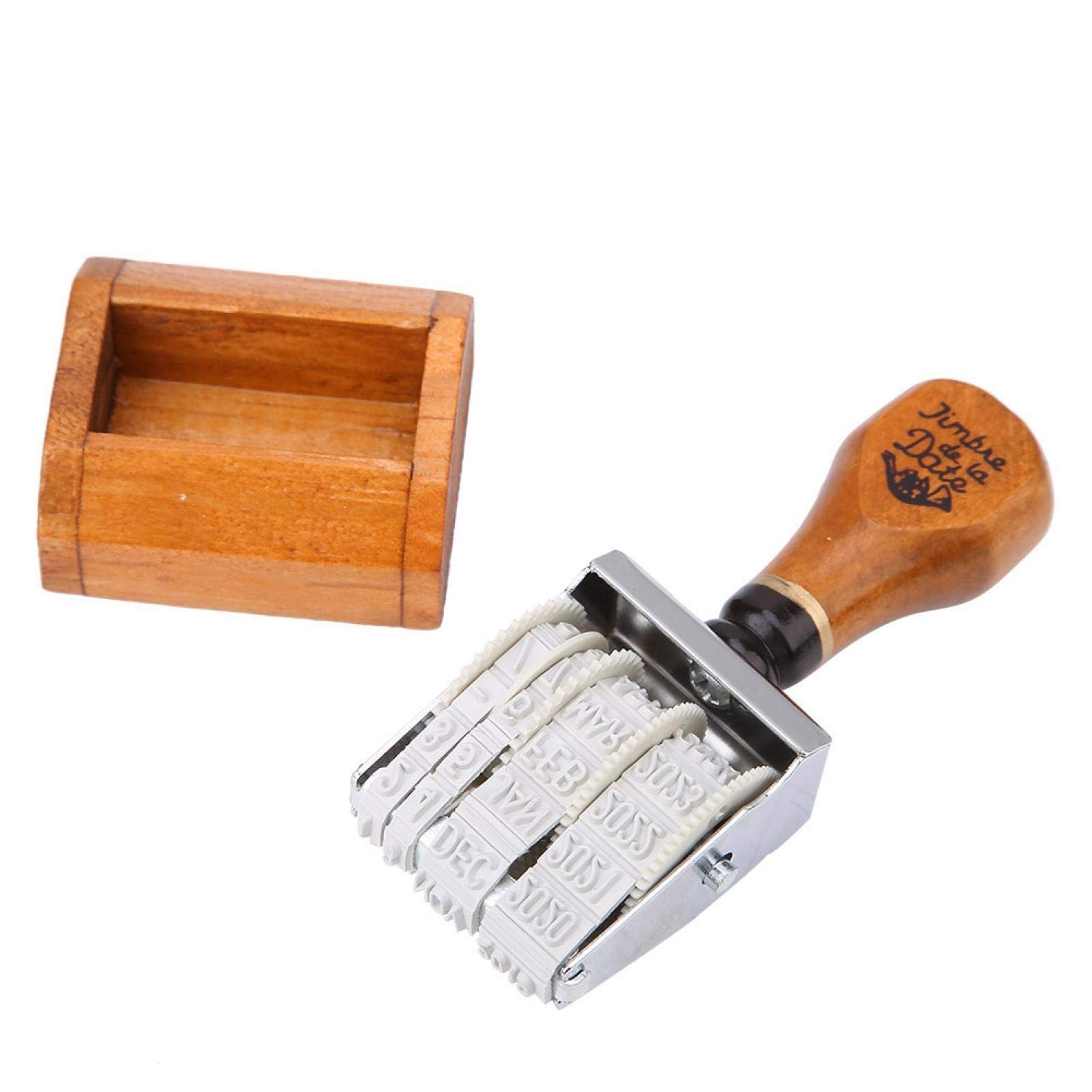 Kit Wooden Date Stamp Kit,DIY Wooden Handle Date Digital Seal Vintage Roller Date Stamp DIY Scrapbooking Art Decoration Card Making Base Roller