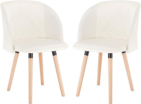 Eugad 0300by 2 2 Stucke Esszimmerstuhle Kuchenstuhl Wohnzimmerstuhl Polsterstuhl Retro Design Gepolsterte Sitzflache Aus Samt Massivholz Cremeweiss Amazon De Kuche Haushalt