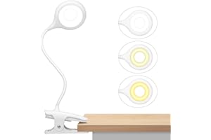 LACOKI Reading Light, 28 LEDs Rechargeable Clip on Lamp, 3 Color x 3 Brightness Clip On Light for Bed Headboard with Safety Switch, Eye Protection Book Light for Reading in Bed, Touch Control Table Desk Lamp
