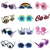 Qunonaty Funny Party Sunglasses - 12 Pack Novelty Glasses, Cool Party Masks, Summer Party Favors, Funny Photo Booth Props, Crazy Sunglasses for Adults